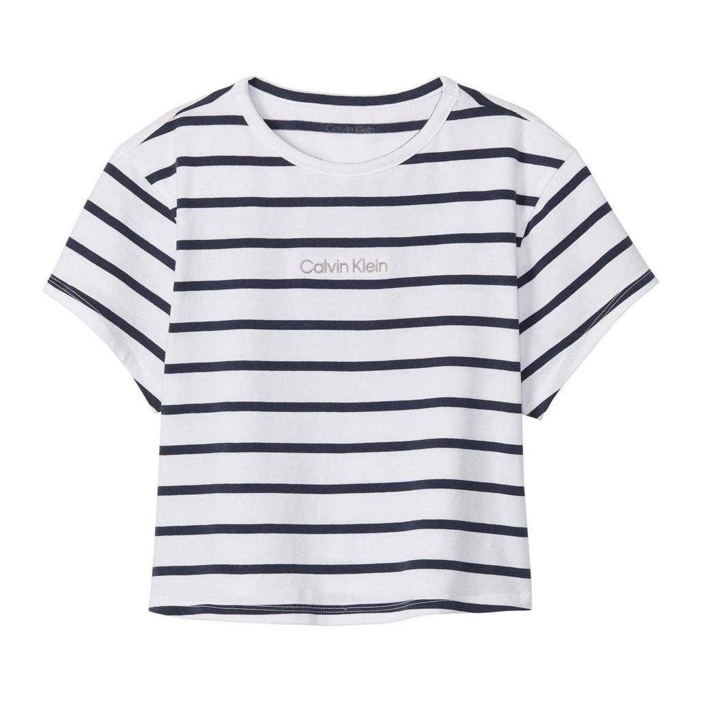 Calvin Klein Womens/Ladies Striped Fitted Crop T-Shirt
