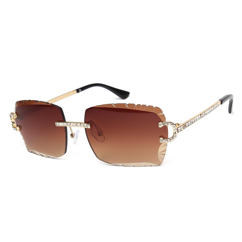 Ochelari de soare pătrați, cu montură fără ramă, tăietură tip piatră prețioasă, la modă, cool, cu lentile degradate, unisex, ochelari de soare, retro, fără ramă, lentile tăiate tip diamant, nuanțe