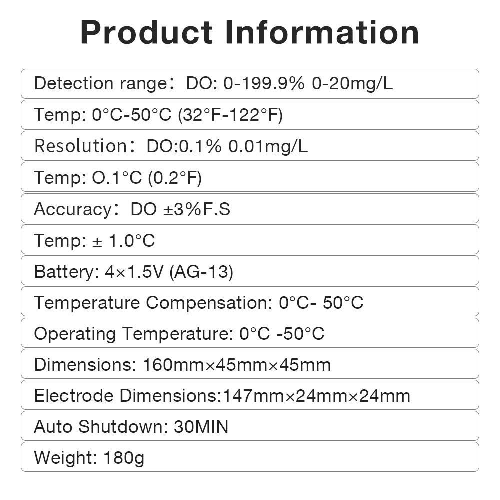 0-20mg/L DO Tester Bluetooth Digital Dissolved Oxygen Meter Aquarium Water Quality Tester Monitor for Swimming Pool Aquarium