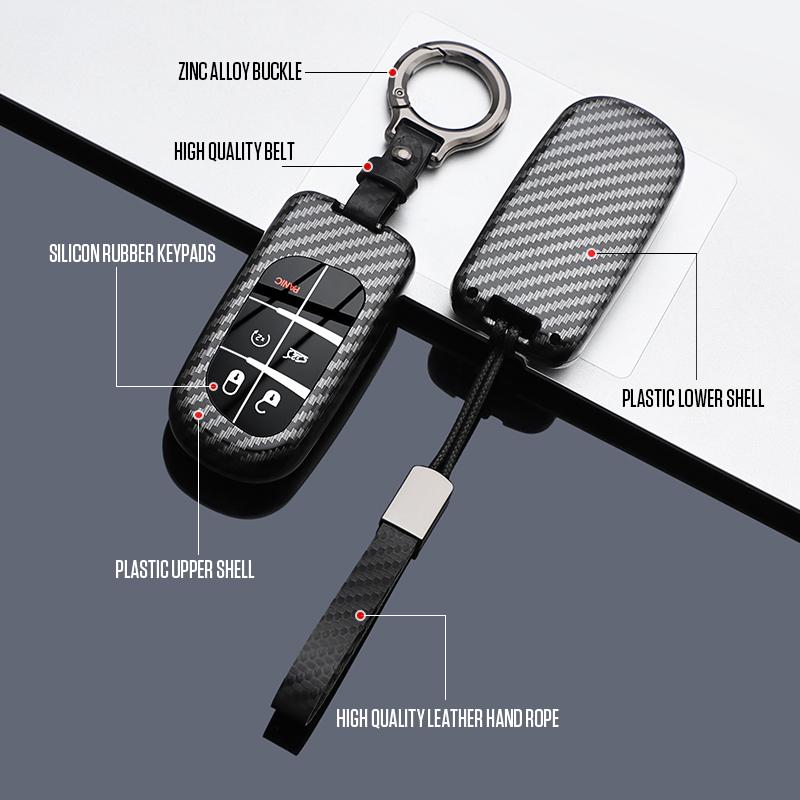 ABS Carbon Autoschlüsselhülle Hülle Fob für Jeep Renegade Compass Grand Cherokee für Chrysler 300C Wrangler Dodge Autozubehör