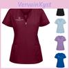 Color Shortsleeve Women Intimate Solid Vneck Top Nurse Work Uniform Pocket Top