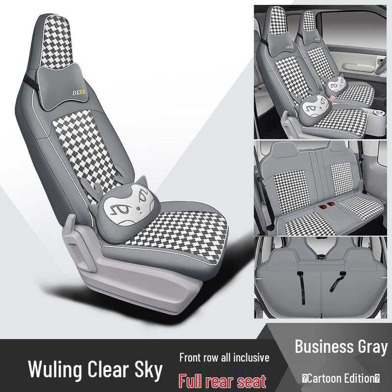 Wuling Sunny Spezielles Autositzkissen: Ganzjahres-, Vollumfassendes Design mit Leder, Faserleinen und Cartoon-Mustern