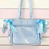 Seraphim Satin Ita Bag with Side Ribbons, Transparent, Clear, Show-Off Bag for Otaku Activities, ITABAG, Sax, Light Blue, and Blue [Parallel Import]