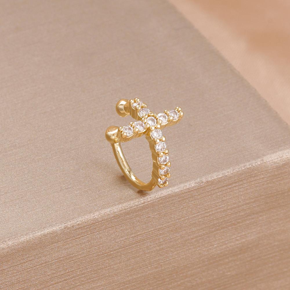 1PC Fashion No Piercing Ear Cuff Cross Earrings for Woman Fake Piercing Earcuff Clips Earrings for Women Cuffs Jewelry