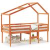 High Bed with Roof Wax Brown 90x200 Cm Solid Pine Wood