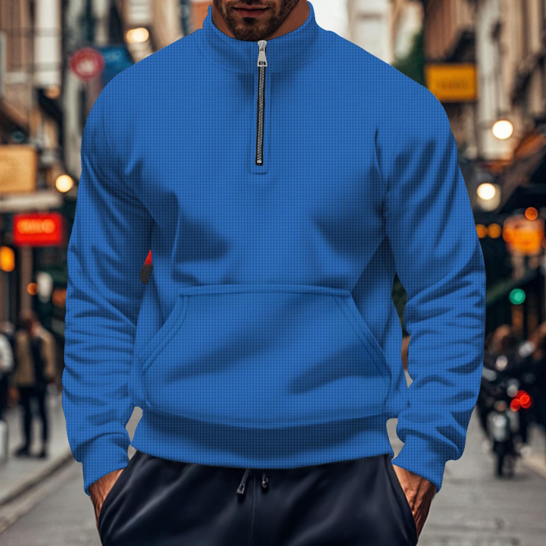 

Autumn Men s Casual Sports Solid Color Top XXXL королівський синій колір