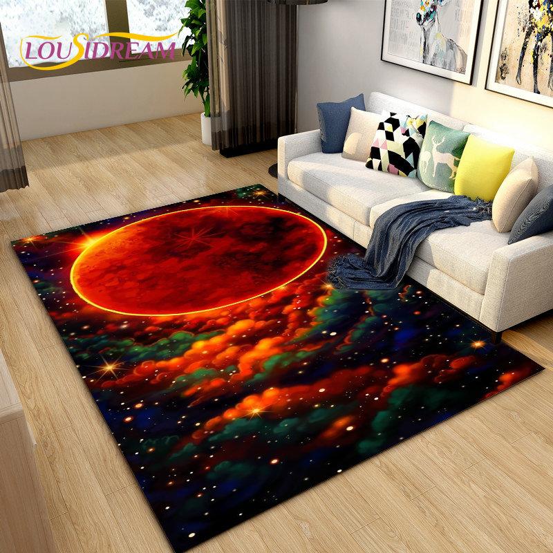 Cartoon Astronaut Space  Area Rug,Carpet Rug for Living Room Children's Room Decoration,Kids Play Crawl Soft Non-slip Floor Mat