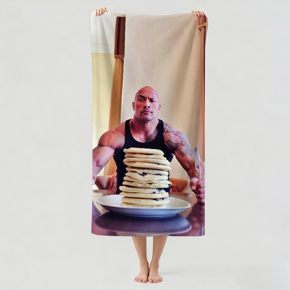 Cheat Day The Rock Eating Pancakes Towel Drying Bath Towel Applicable To Light Swimming Camping Yoga Beach Out