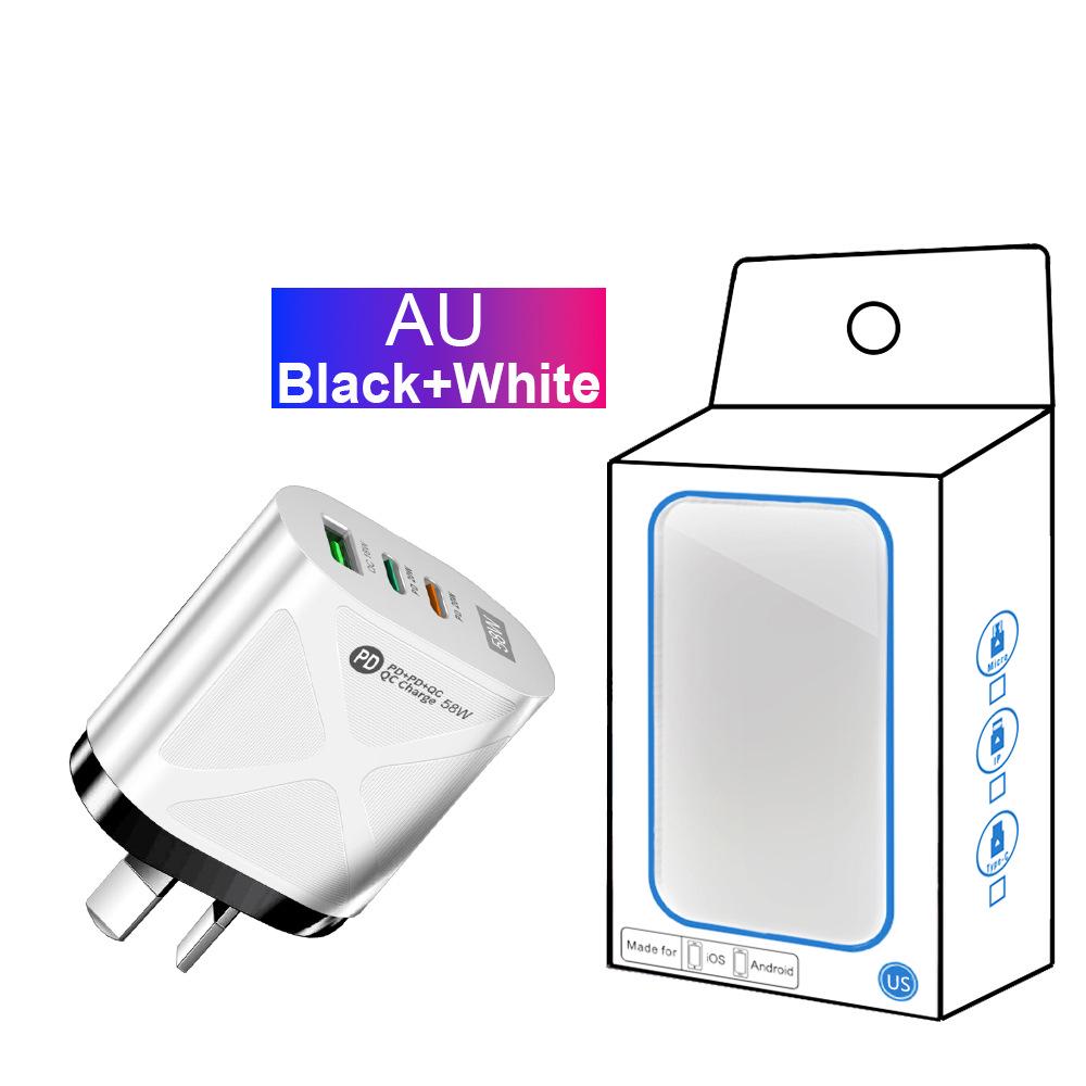 58W Dual Fast Charger with 2PD+QC3.0, EU/US/UK/AU Plugs