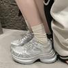 Fashion Sneakers Women Mesh Mixed Gray Round Toe Lace-up Thick Sole 2024 Spring Breathable Female Shoes Handmade
