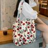 Retro Floral Women's Canvas Shoulder Bag High Capacity Girls Student Book Tote Handbag Cute Flower Female Reusable Shopping Bags