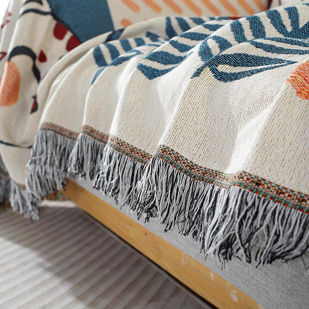 Cartoon Sofa Cover Double Use Beds Blanekets Throw Blanket Picnic Mat With Tassel Sofa Bed Universal Decorative