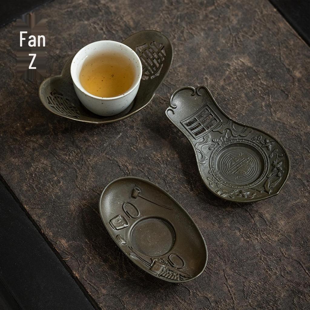 Japanese Antique Tin Tea Cup Coaster: Non-slip Retro Mat for Tea Ceremony Accessories