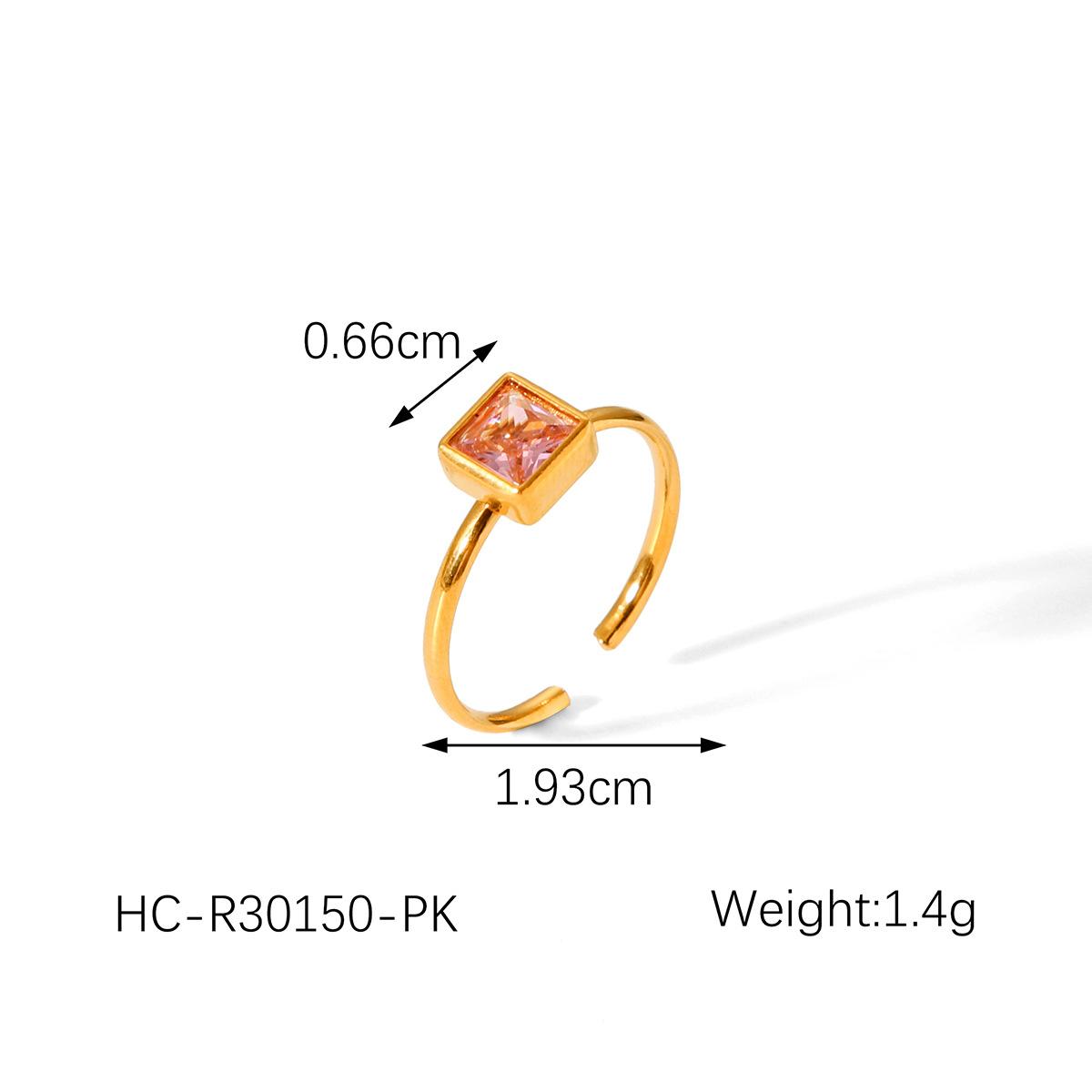 

Titanium Steel Ring for Women, Niche Light Luxury High-end Stainless Steel Plated with 18K Gold, Inlaid Square Zircon Ri рожевий