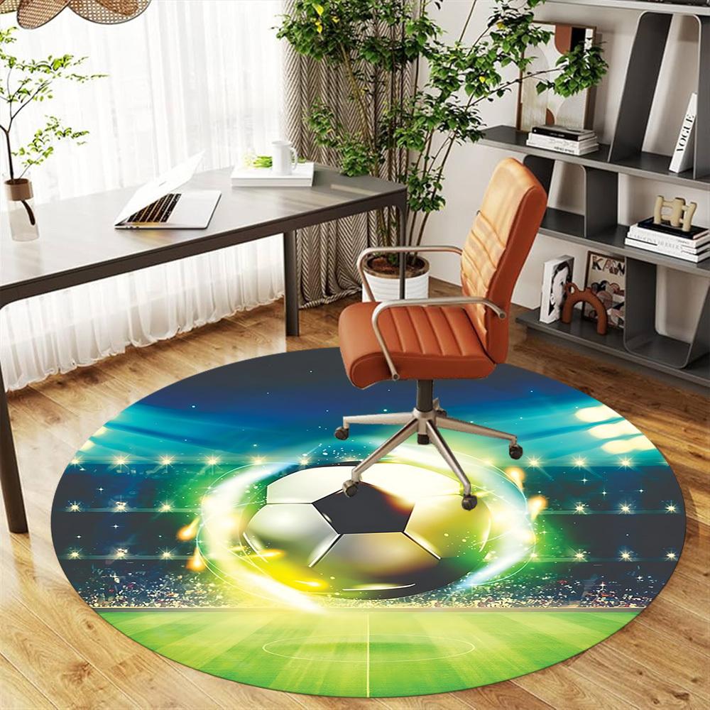 1 Stück Fußball Runder Stuhlunterlage Teppich - Rutschfest, Fußmatte für Büro, Schlafzimmer und Innenbereich Dekoration c1125094