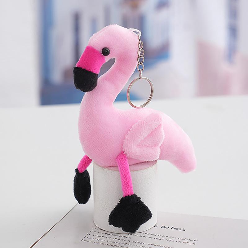 Søt Flamingo Fugl Utstoppet Myk Plysjdukke Leke Nøkkelring Ryggsekk Anheng Ornamenter Gave