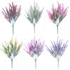 Yousheng 4 Pièces Lavande Artificielle 5 Fourchons Résistant aux UV Fausse Fleur en Plastique Décoration Centre de Table Maison Mariage Fête Intérieur Extérieur Fausse Floraison