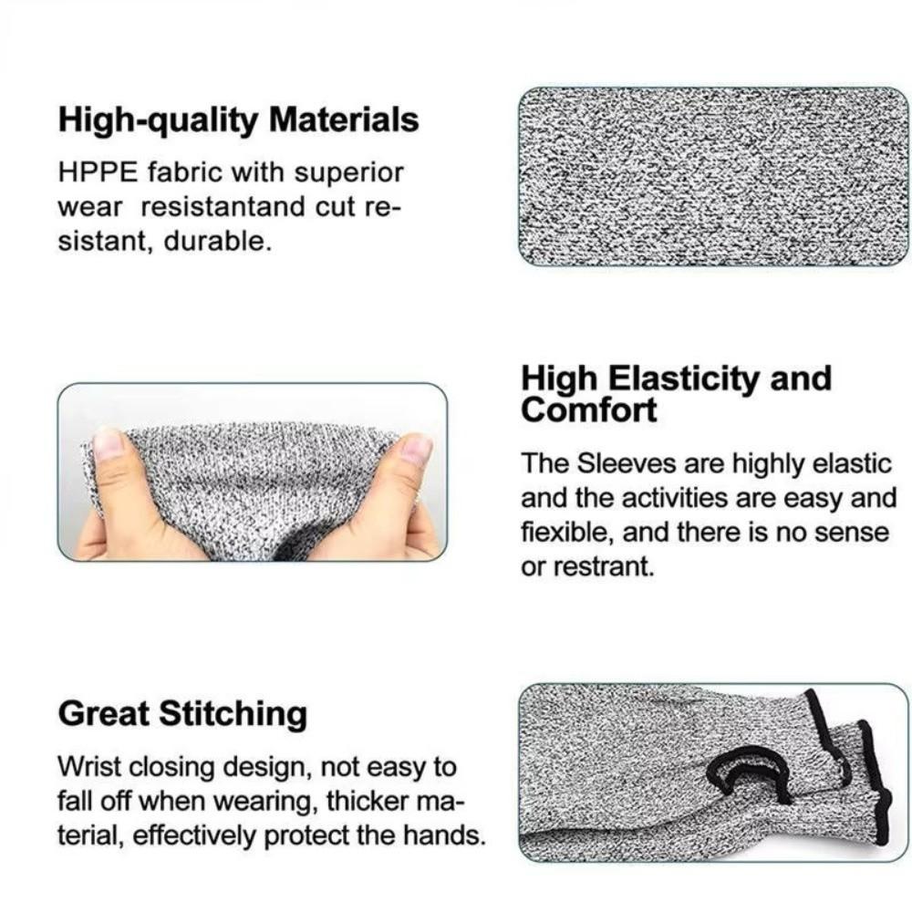 HPPE Cut Resistan Anti Cut Gloves 45cm Length Anti-puncture Arm Protection Sleeve Cut-Resistant Breathable with Tumb Hole