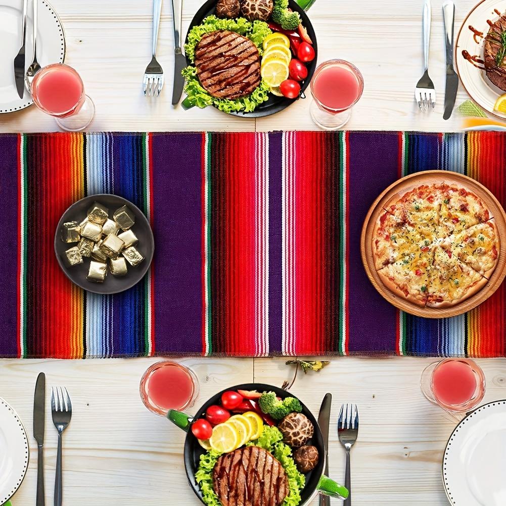 1 ks Mexický Serape Běhoun na stůl Živý ručně tkaný design 14 x 84 palců pro Fiesta dekorace Svatba Venkovní pikniky Stolování