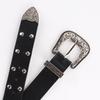 [Lamerry] Studded Belt Western Belt Buckle y2k Belt American Casual PU Leather 105cm Black Men's Women's Black