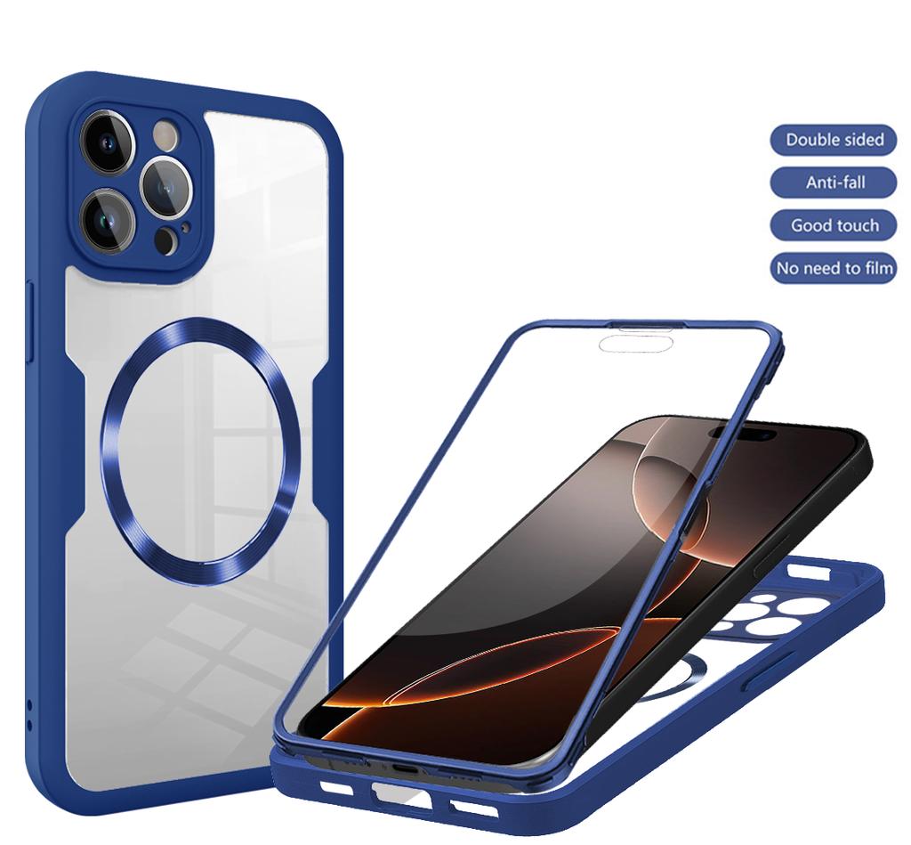 For Magsafe 360° Full Cover Phone Case For iPhone 16 15 13 11 14 12 Pro Max 16 15 Plus Funda Wireless Charging Shockproof Cover