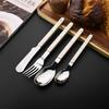 Beige Silber 4/16/24-teiliges Geschirr Acrylgriff Messer Gabel Löffel Set Edelstahl Besteckset Abendessen Küche Tafelbesteck
