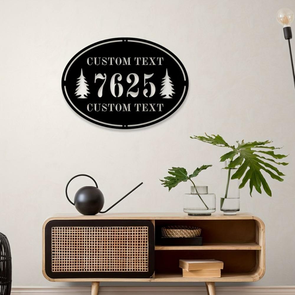 Custom Metal Sign Engraved Family Name Address Indoor Outdoor Wall Decor Housewarming Gift