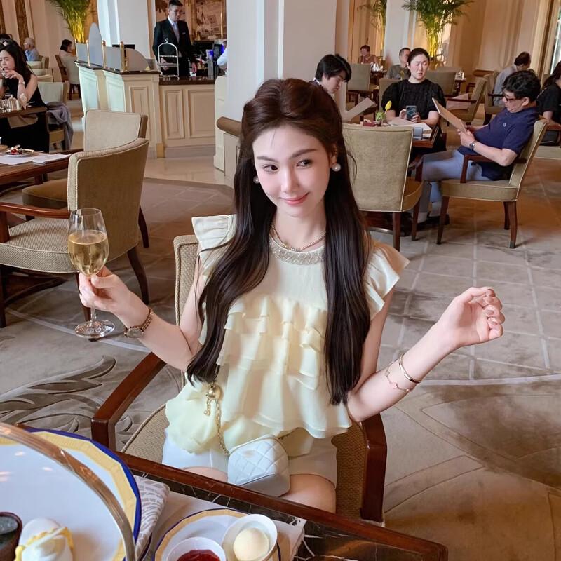 Elegancka damska bluzka z szyfonu z falbankowymi rękawami