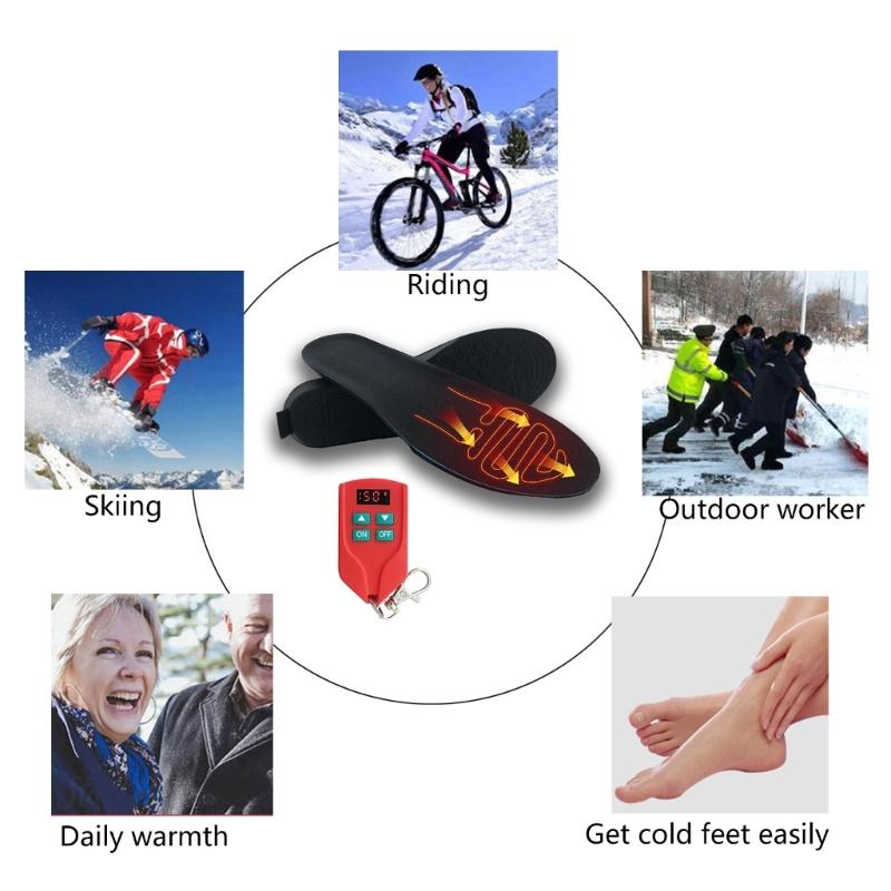 Heated Insoles Electric USB Rechargeable Foot Warmer Winter Warm Insoles Feet Heater Shoe Insoles Thermal Soles Washable