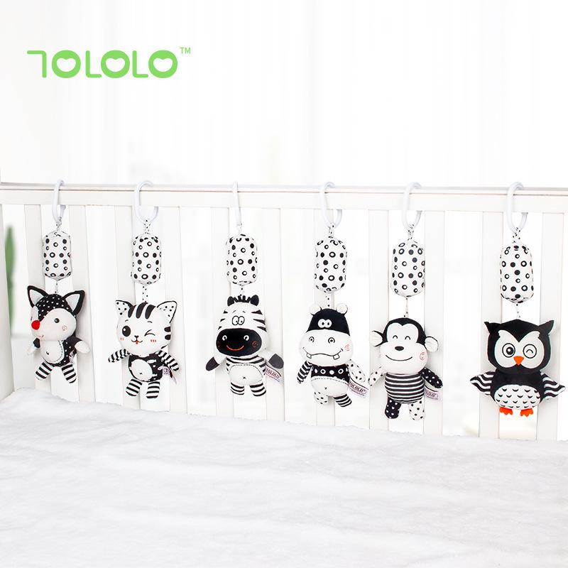 TOLOLO Black & White Crib Mobile Wind Chime for 0-3 Year Olds - Early Education Hanging Rattle Toy