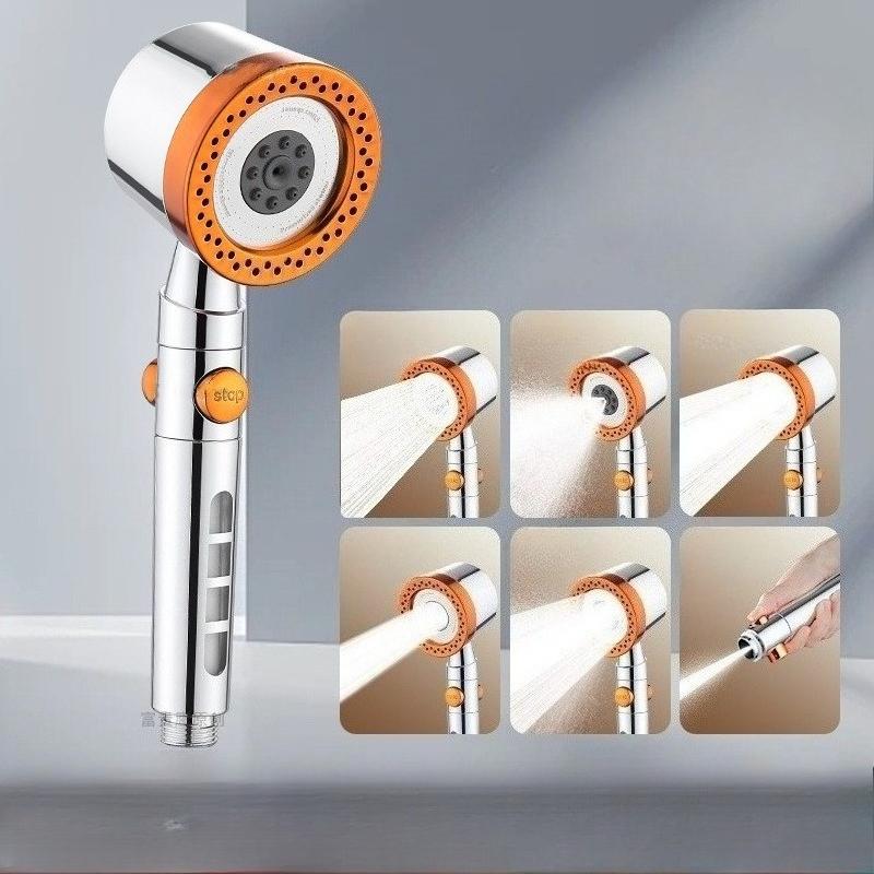 High Pressure Water Saving Filter Shower Head 5 Modes Handheld Shower Head One Button Stop Bathroom Accessories