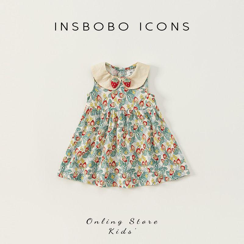 Girls  Dress Summer Wear 2026 New Style Baby Girl Strawberry Sleeveless Dress Little Girl Princess Dress Kidsren s Summer Clothing Green 80