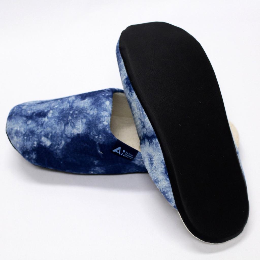Ai Blue Indigo Stoff 01 Blå Flekkfargede Tøfler, Medium, (26 cm)