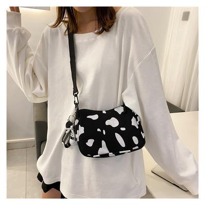 Ins Japanese-style Cute Harajuku-style Cow Shoulder Bag with A Korean-style Touch, Soft Girlish Teenage Cross-body Canvas Bag