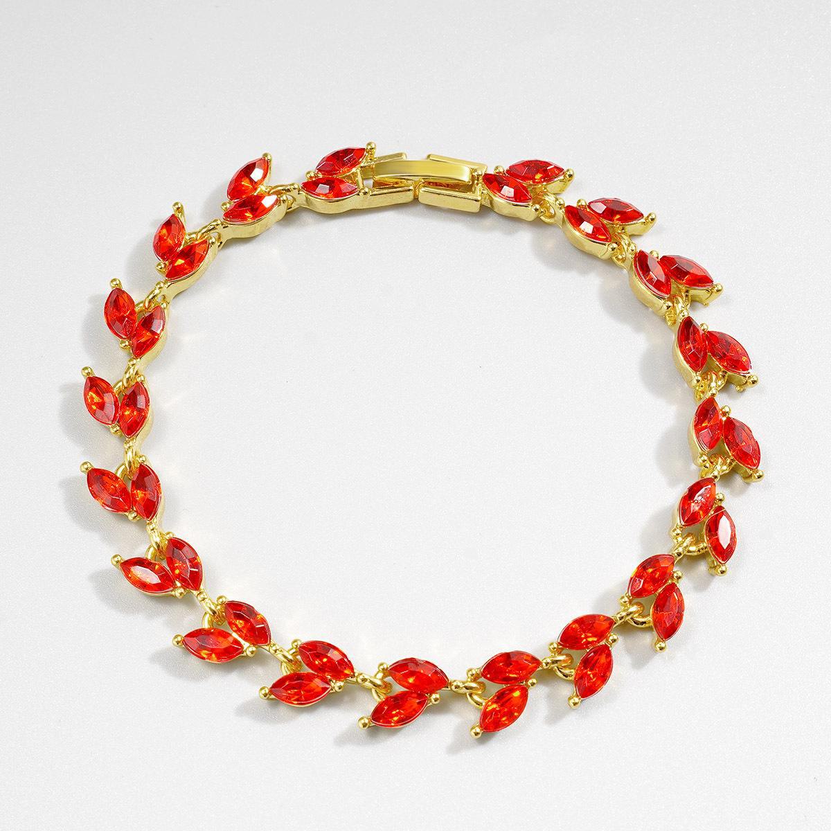 

Браслет из листьев ивы светло-зеленого циркония для женщин - европейский и американский стиль 10 золотой