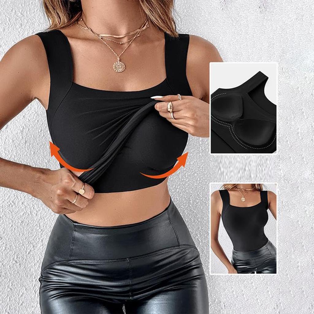 Women's Comfortable High-Stretch U-Neck Shaping Tank Top With Built-in Pads