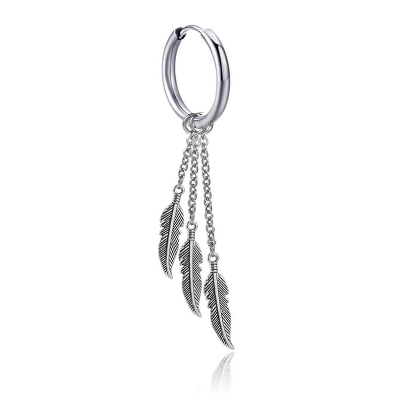 Bao Shalina Tassel Chain Leaf Earrings: Trendy Non-Piercing Korean Style for Men.