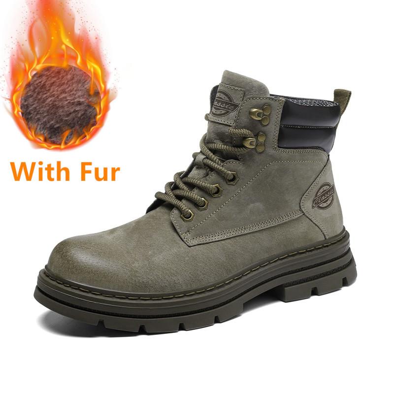 

FashionNew Мужские зимние плюшевые зимние ботинки Модные универсальные кроссовки Мужская кожаная дышащая мягкая обувь для ходьбы Мужские мотоциклетные ботинки 44