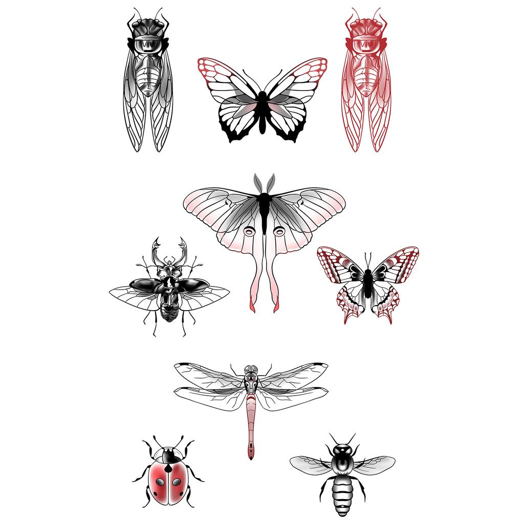 Y2K Sexy Butterfly English Cross Finger Waist Belly Tattoo Sticker Holiday Party Decoration Sticker