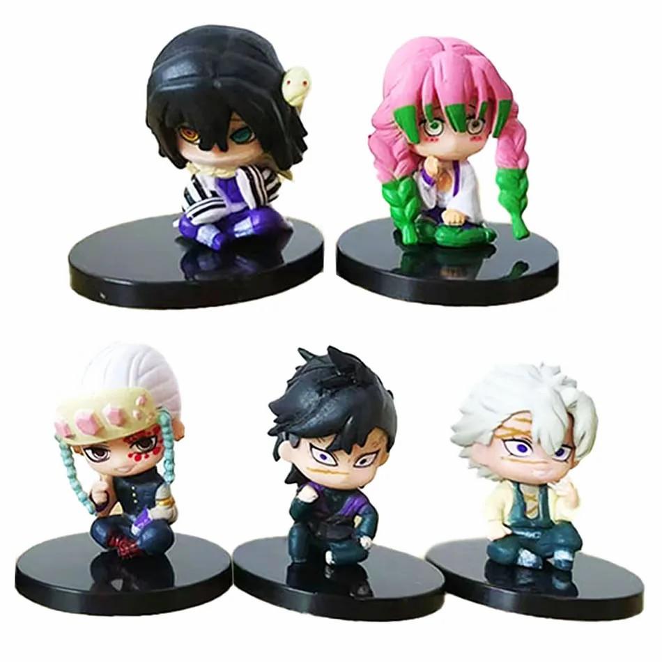 10 Style/Set Q Version Demon Slayer Sitting Ghost Doll Tanjiro Nidouzi Inosuke Zenizu Figure Action Figure Movie Model Toys Doll