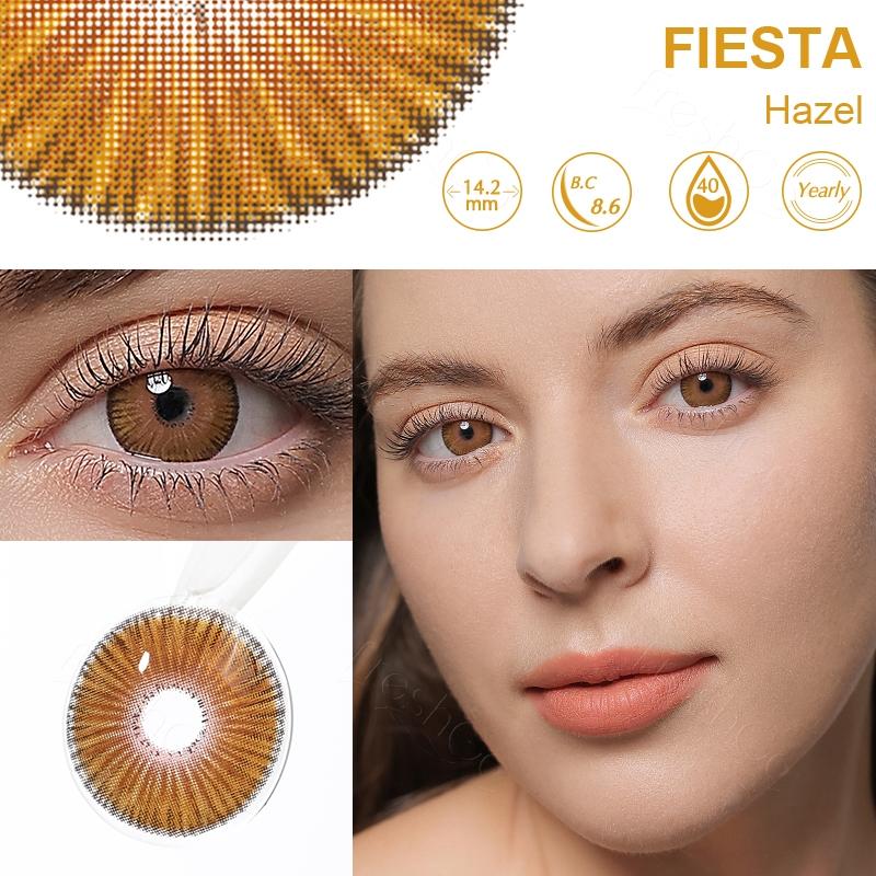 FreshGo Fiesta Colored Contact Lenses Eyes Cosmetics Blue Lens 1 Pair Yearly Soft Color Lenses Beauty Pupils