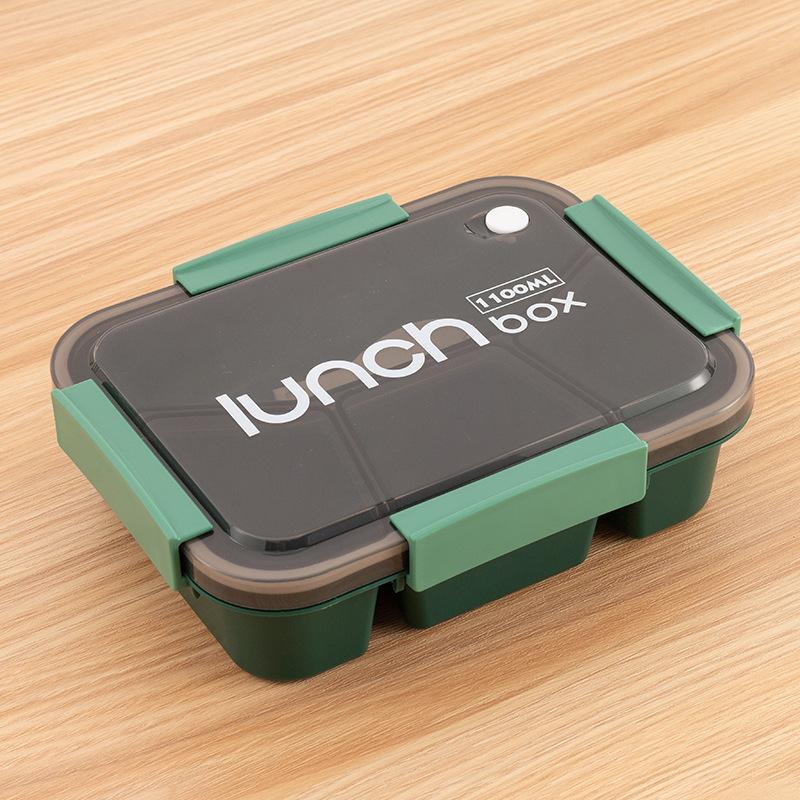 1Pcs 800/1100Ml Plastics Compartmented Lunch Box Microwave Safe Bento Box With Cutlery Food Storage For Student Worker Tableware