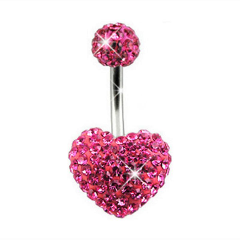 Anello Ombelico a Forma di Cuore Ornamento Goccia d'Acqua 14G Bilanciere Piercing Ombelico Pendente Belly Nombril Piercing Gioielli Donna