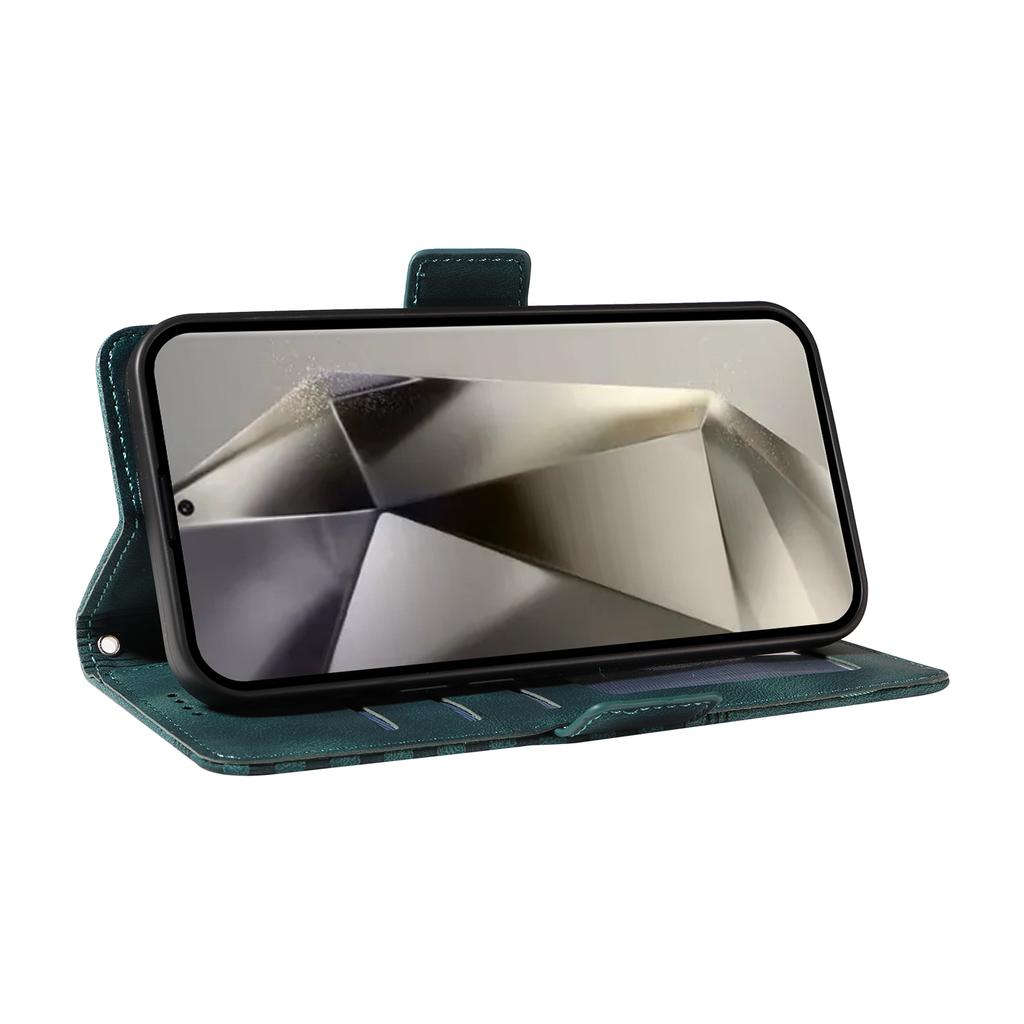 For Samsung Galaxy S25 Ultra Case PU Leather Phone Cover Rhombus Starry Imprinted