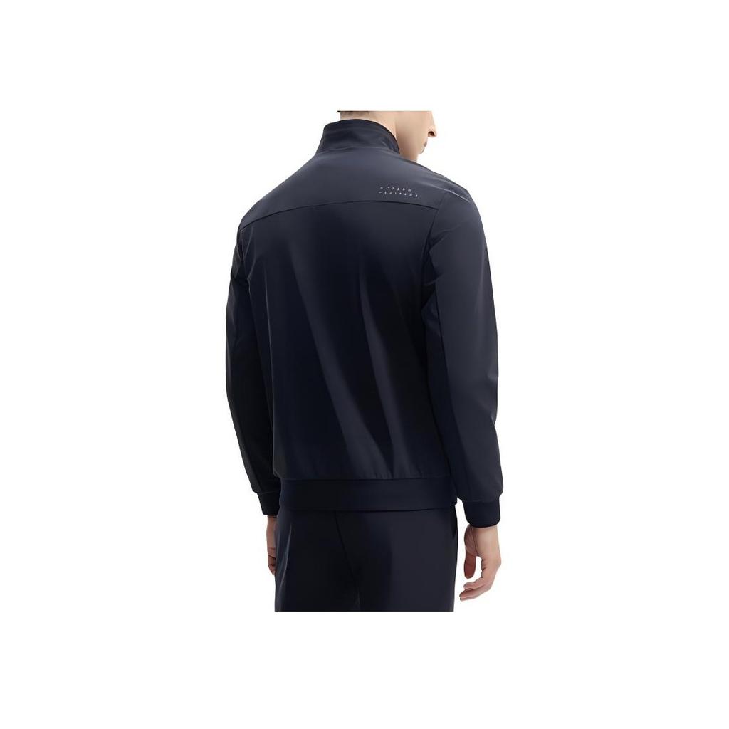 Fila Solid Color Stand Collar Casual Knitted Long Sleeve Jacket Men Jackets Dark-Blue F11M411503F-NV