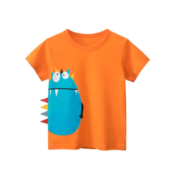 Boys' and Children's Clothing Cute 3D Shark Dinosaur Cartoon Short Sleeve T-shirt Children's Leisure Sports T-shirt
