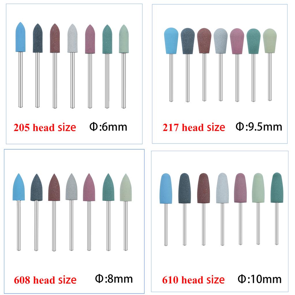 10Pcs/Lot 2.35mm Dental Silicone Rubber Polishers Burs Grinding Heads HP Shank Drill Rotary Teeth Whitening Dentist Tool