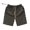 Men Summer Shorts Elastic Waist Adjustable Drawstrings Casual Shorts with Pockets Printing Wide Leg Beach Shorts Streetwear