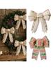 Double Layer Christmas Ribbon Accent Set of 2, Fabric Hanging Pieces for Tree Entry Wall Wreath and Gift Finish