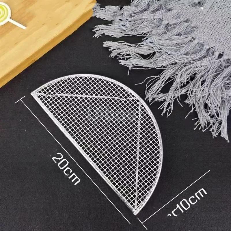 New Semi -Circular/Round Tempura Frying Sushi Bbq Net Durable Stainless Steel Drying Net Japanese Style Portable Barbecue Net